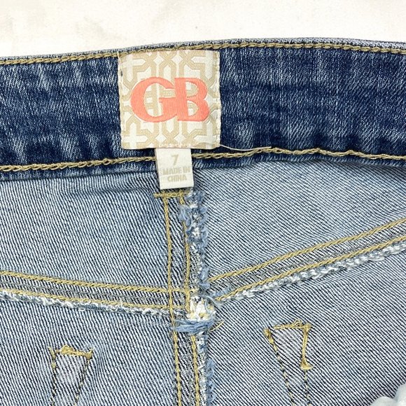 GB High Waist Raw hem Button Fly Stretchy Shorts - Picture 7 of 8